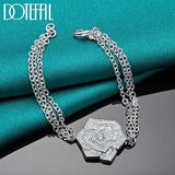 925 Silver Rose Flower Chain Bracelet Women Wedding Charm Gift