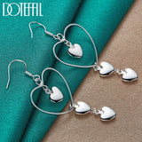 925 Silver Big Heart Drop Earring Wedding Engagement Jewelry