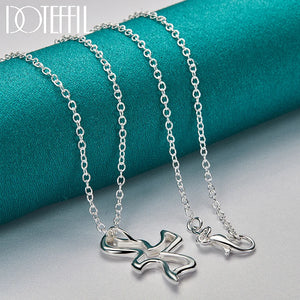 925 Silver Bird Pendant Necklace 18" Chain Women Wedding Engagement Party