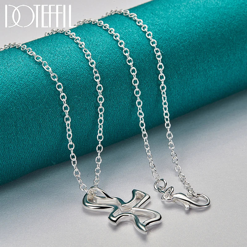 925 Silver Bird Pendant Necklace 18" Chain Women Wedding Engagement Party