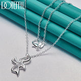 925 Silver Bird Pendant Necklace 18" Chain Women Wedding Engagement Party