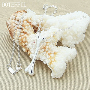 925 Sterling Silver Bone Pendant Necklace 18 Inch Chain