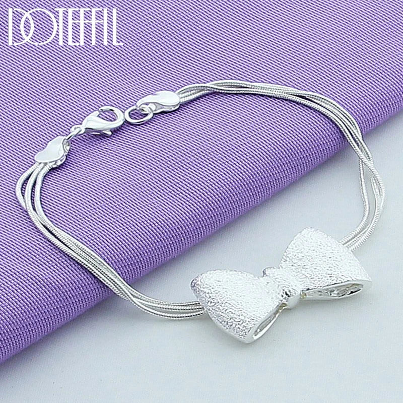 925 Silver Bow-knot Bracelet Wedding Party Jewelry