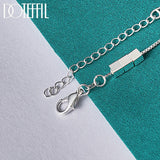 925 Silver Box Chain Pendant Bracelet 4mm Square for Women Wedding Engagement