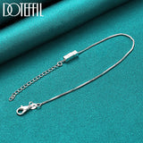 925 Silver Box Chain Pendant Bracelet 4mm Square for Women Wedding Engagement