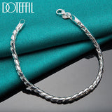 925 Silver Bracelet 4mm Snake Chain Screw European Charm DIY Jewelry