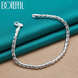 925 Silver Bracelet 4mm Snake Chain Fits European Charm DIY