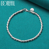 925 Silver Bracelet 4mm Snake Chain Fits European Charm DIY