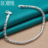 925 Silver Bracelet 4mm Snake Chain Fits European Charm DIY