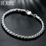 925 Silver Bracelet 4mm Snake Chain Screw European Charm DIY Jewelry