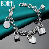 925 Silver Bracelet Heart/Circle/Square Lock Bangles For Woman Man