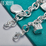 925 Silver Bracelet Heart/Circle/Square Lock Bangles For Woman Man