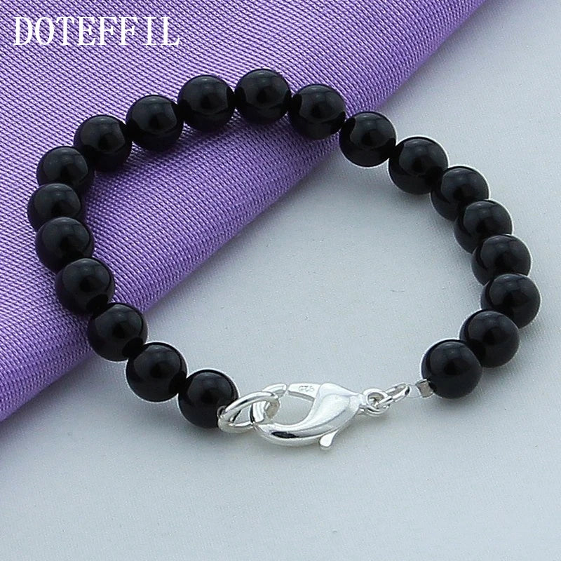 925 Silver Buckle Agate Bracelet Woman Charm Wedding Jewelry