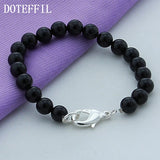 925 Silver Buckle Agate Bracelet Woman Charm Wedding Jewelry