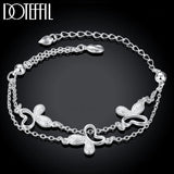 925 Silver Butterfly Heart Bead Chain Bracelet Party Jewelry