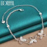 925 Silver Butterfly Heart Chain Bracelet Charm Wedding Jewelry