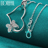 925 Silver Butterfly Heart Pendant Necklace 18-30 Inch Chain