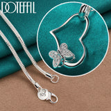 925 Silver Butterfly Heart Pendant Necklace 18-30 Inch Chain