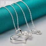 925 Silver Butterfly Heart Pendant Necklace 18-30 Inch Chain