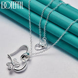 925 Silver Butterfly Heart Pendant Necklace 18-30 Inch Chain