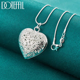 925 Silver Heart Pendant Necklace 18-30 Inch Snake Chain Jewelry