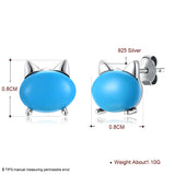 925 Silver Cat Ear Studs Earrings Women Jewelry Wedding Gift