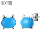 925 Silver Cat Ear Studs Earrings Women Jewelry Wedding Gift