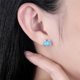 925 Silver Cat Ear Studs Earrings Women Jewelry Wedding Gift