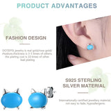 925 Silver Cat Ear Studs Earrings Women Jewelry Wedding Gift