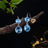 925 Silver Double Crystal Earrings Wedding Jewelry Gift