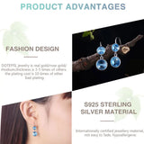 925 Silver Double Crystal Earrings Wedding Jewelry Gift