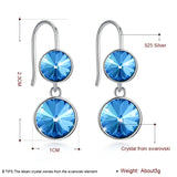 925 Silver Double Crystal Earrings Wedding Jewelry Gift