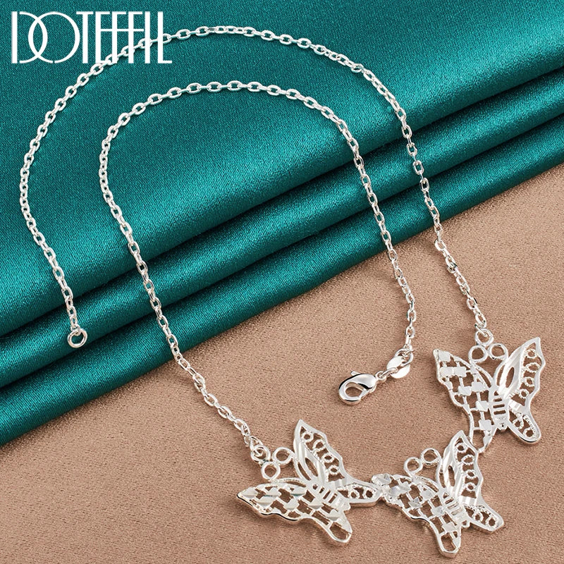 Butterfly Pendant Necklace for Women - 925 Silver