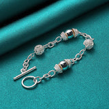 925 Silver Charm Ball Bracelet Wedding Engagement Jewelry