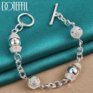 925 Silver Charm Ball Bracelet Wedding Engagement Jewelry