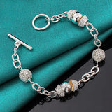 925 Silver Charm Ball Bracelet Wedding Engagement Jewelry