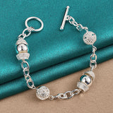 925 Silver Charm Ball Bracelet Wedding Engagement Jewelry