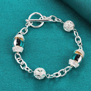 925 Silver Charm Ball Bracelet Wedding Engagement Jewelry