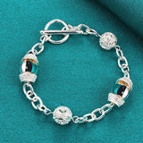 925 Silver Charm Ball Bracelet Wedding Engagement Jewelry