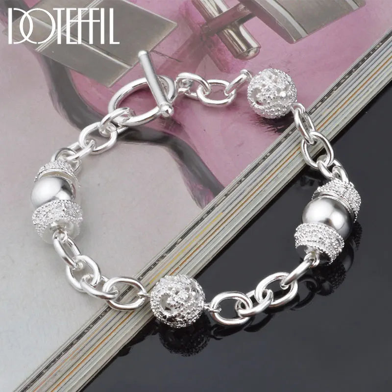 925 Silver Hollow Ball Bracelet for Women Wedding Party