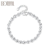 Sterling Silver Charm Hollow Bead Chain Bracelet for Women