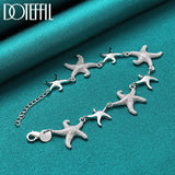 925 Silver Starfish Charm Bracelet Chain Women Wedding Party Jewelry