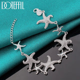 925 Silver Starfish Charm Bracelet Chain Women Wedding Party Jewelry