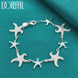 925 Silver Starfish Charm Bracelet Chain Women Wedding Party Jewelry
