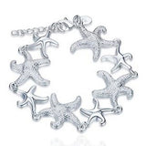 925 Silver Starfish Charm Bracelet Chain Women Wedding Party Jewelry