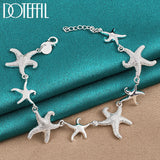 925 Silver Starfish Charm Bracelet Chain Women Wedding Party Jewelry