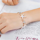 925 Silver Starfish Charm Bracelet Wedding Jewelry