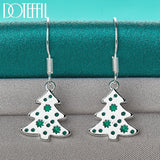 925 Silver Christmas Tree Drop Earrings Charm Women Jewelry