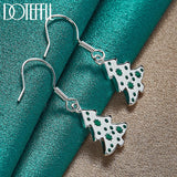 925 Silver Christmas Tree Drop Earrings Charm Women Jewelry