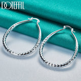 925 Sterling Silver Circle 41mm Hoop Earrings Lady Gift Charm Wedding Jewelry